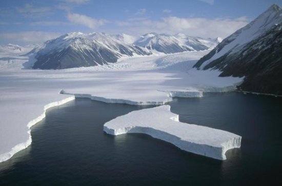 Dugdale and Murray Glaciers Descending into Robertson Bay, Victoria Land, Antarctica