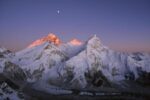 Moon over Summit of Mount Everest Lhotse and Nupse Sararmatha NP Nepal