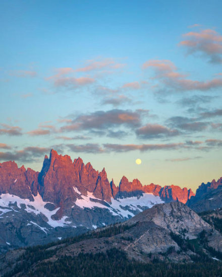 Moon over Peaks, Ritter Range, Sierra Nevada, California