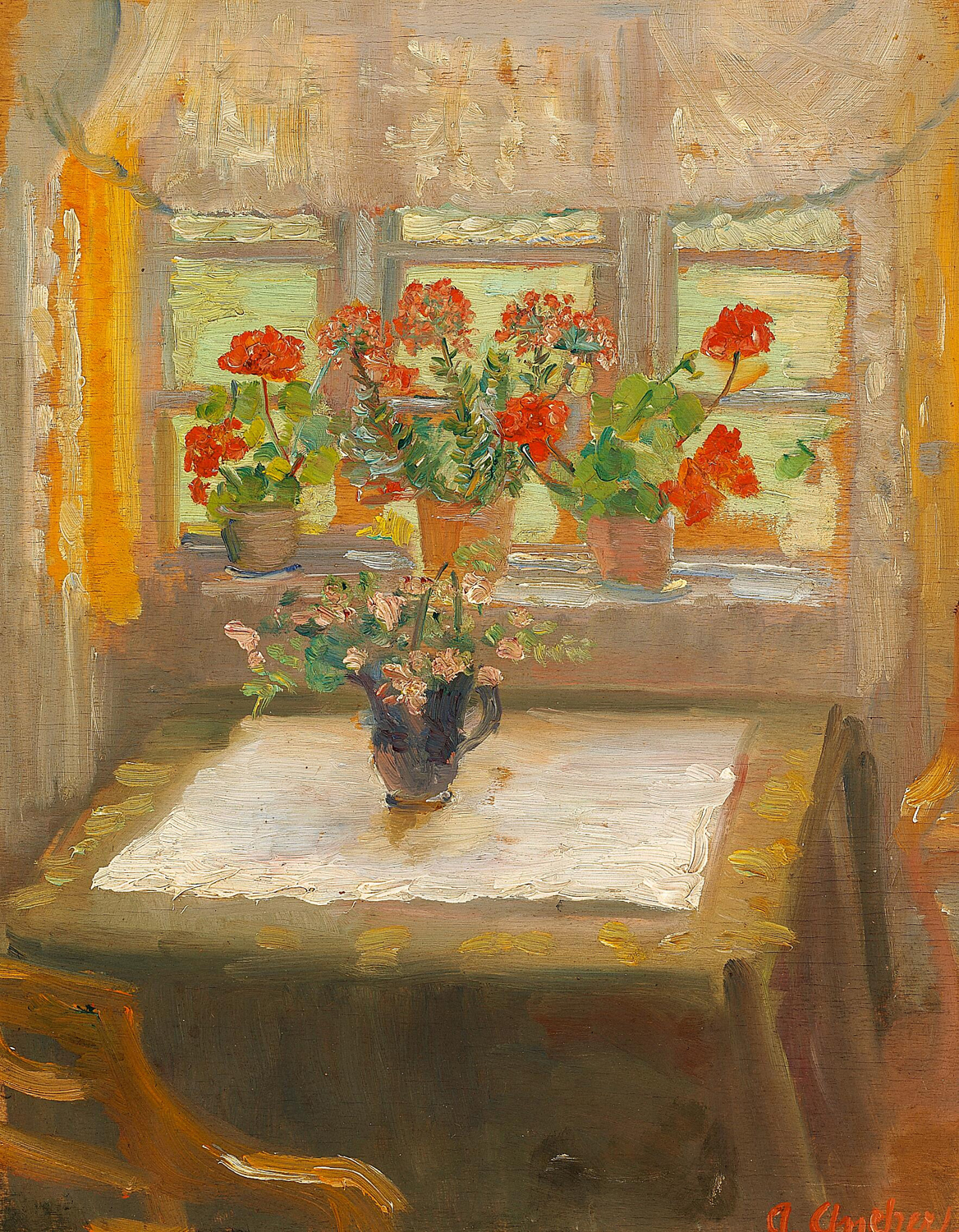 Flowers in the Window of a Small Living Room