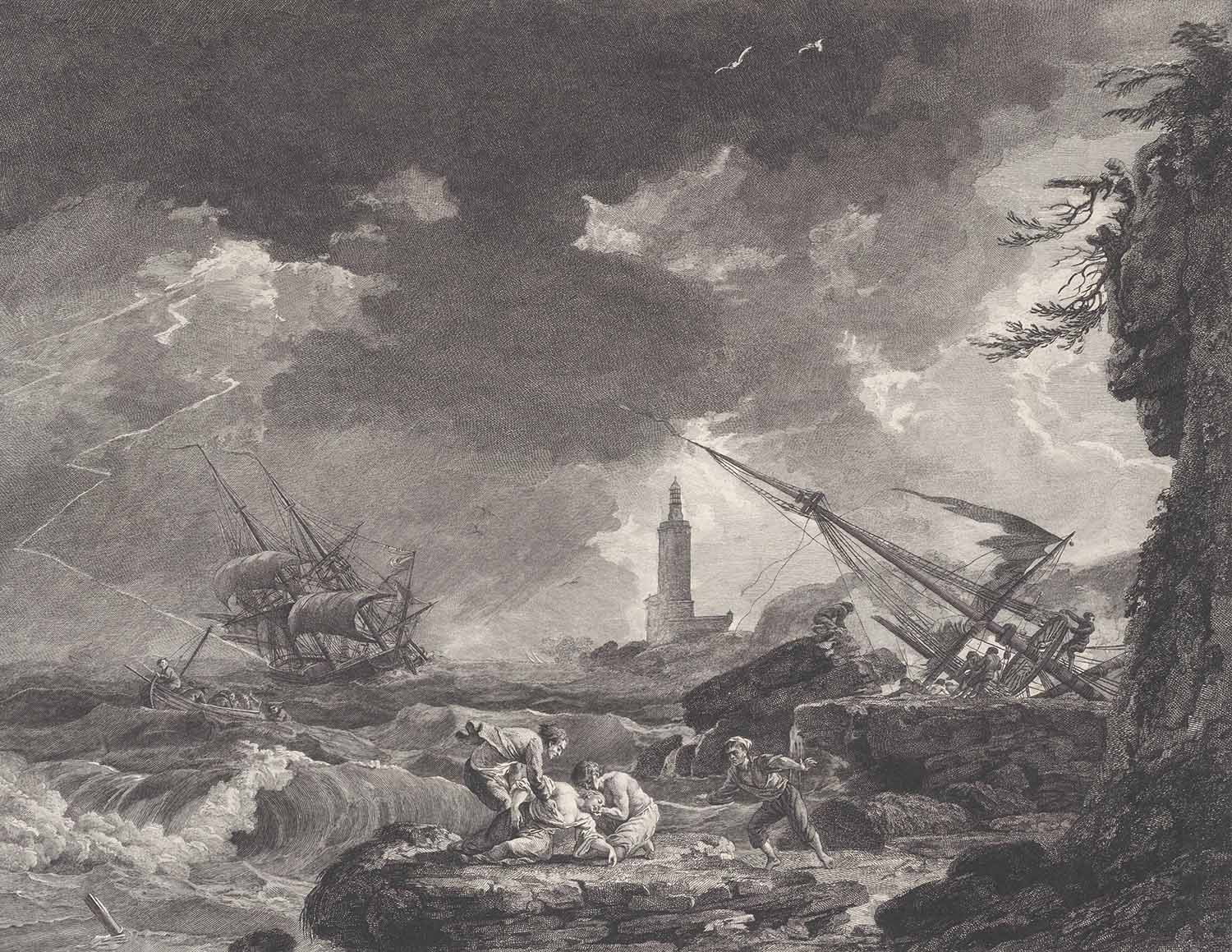 Effet du Tonnerre engravings based upon the art of ClaudeJoseph Vernet c Just Wall Decor Effet du Tonnerre engravings based upon the art of Claude Joseph Vernet c 1780 85