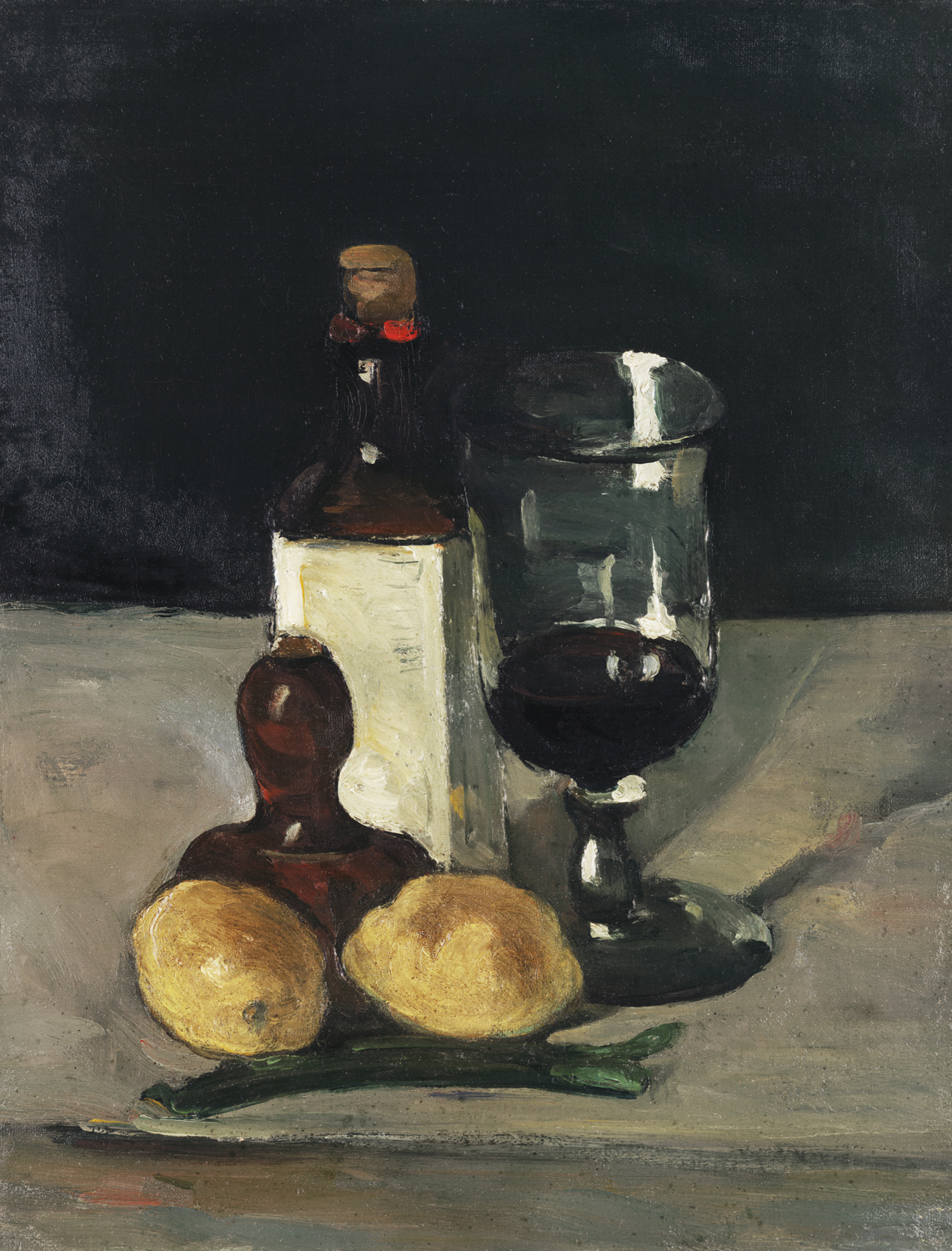 Still Life with Bottle, Glass, and Lemons , c. 1867-69