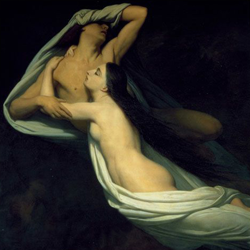 Dante and Virgil Encountering the Shades of Francesca de Rimini and Paolo in the Underworld (detail), 1854