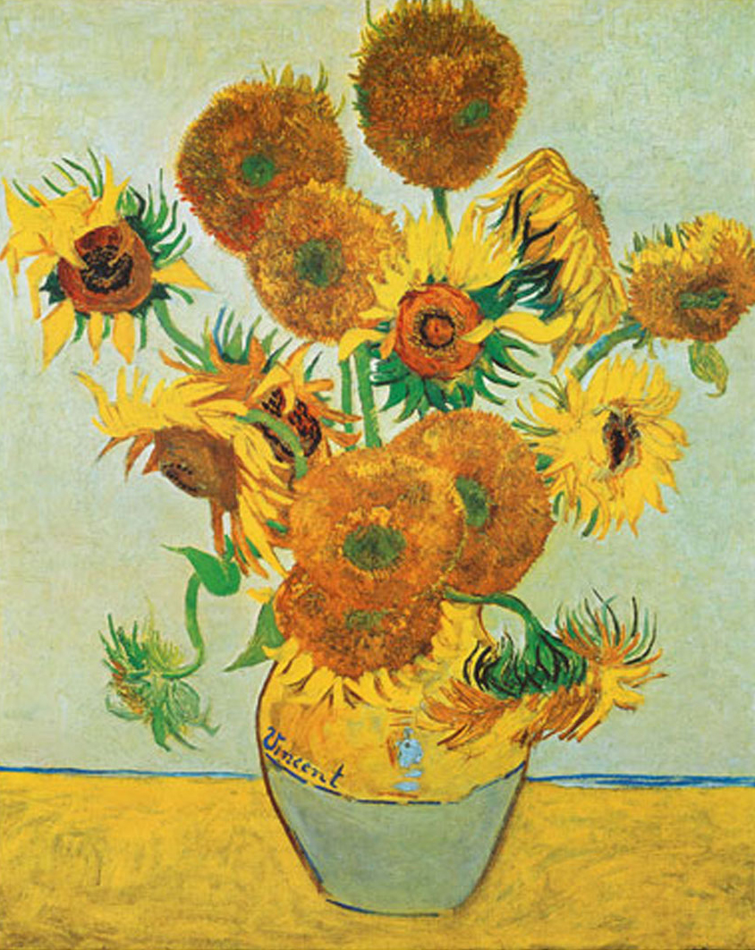 Vase with Fifteen Sunflowers