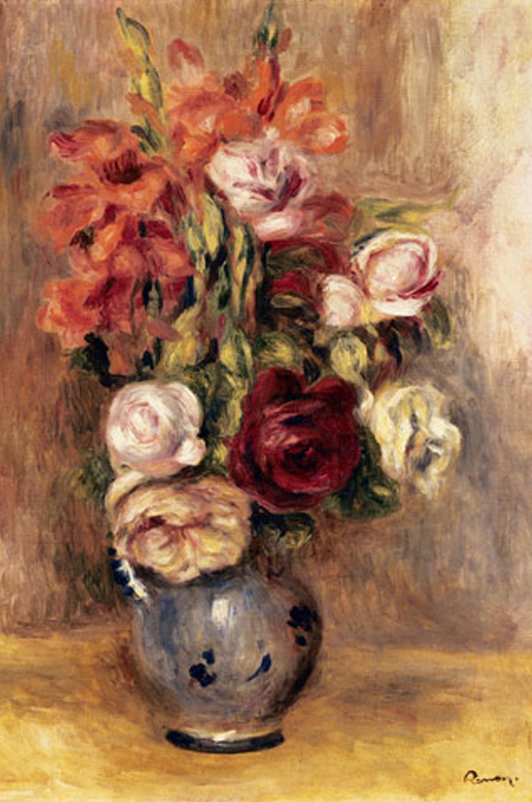 Vase of Gladiolas and Roses