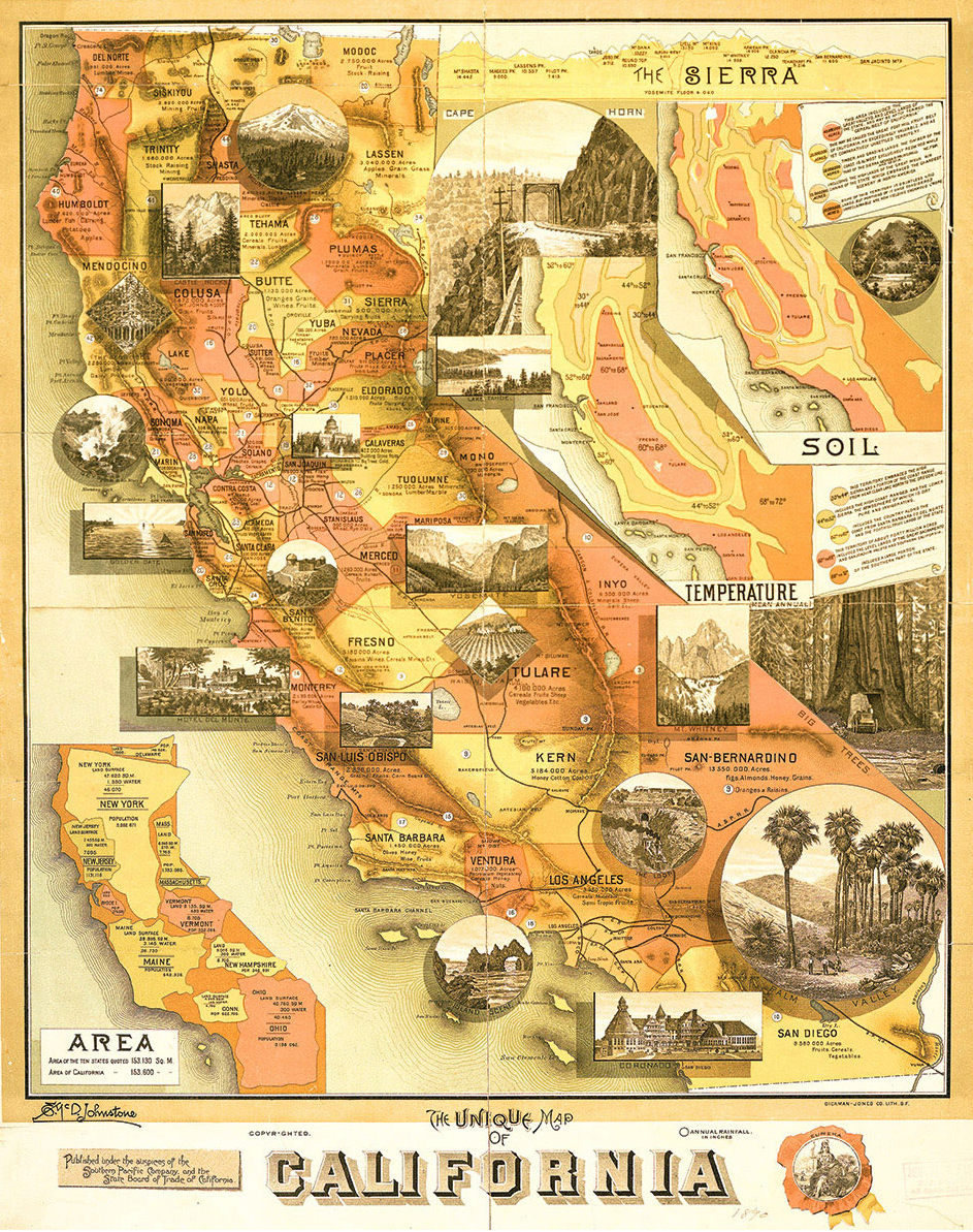 Unique Map of California 1885