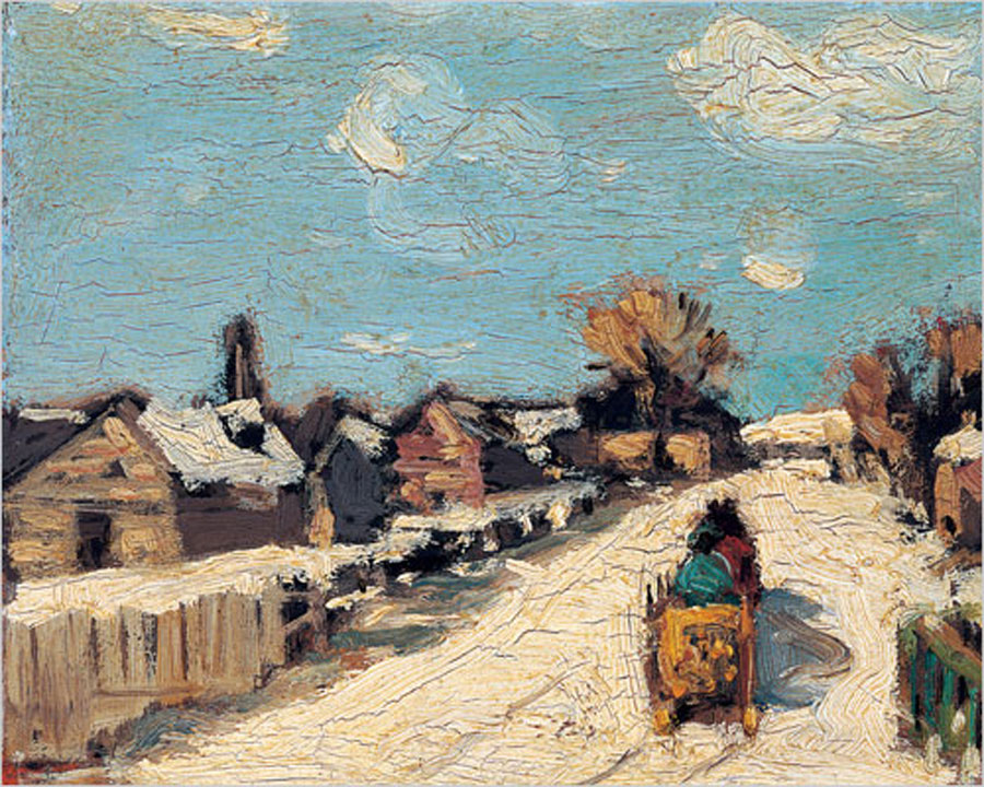 Winter Landscape with Horse-Drawn Sleigh