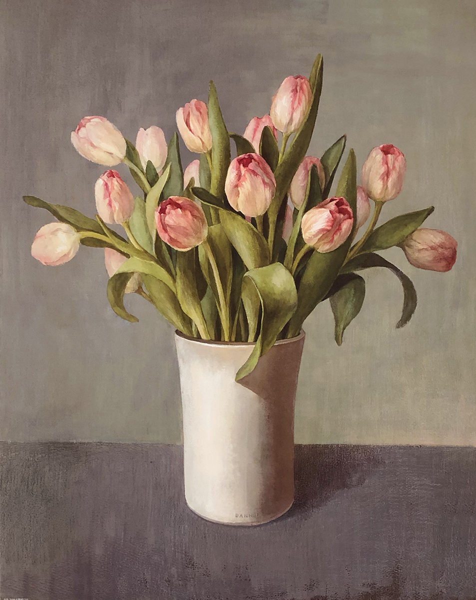 Tulips in White Vase