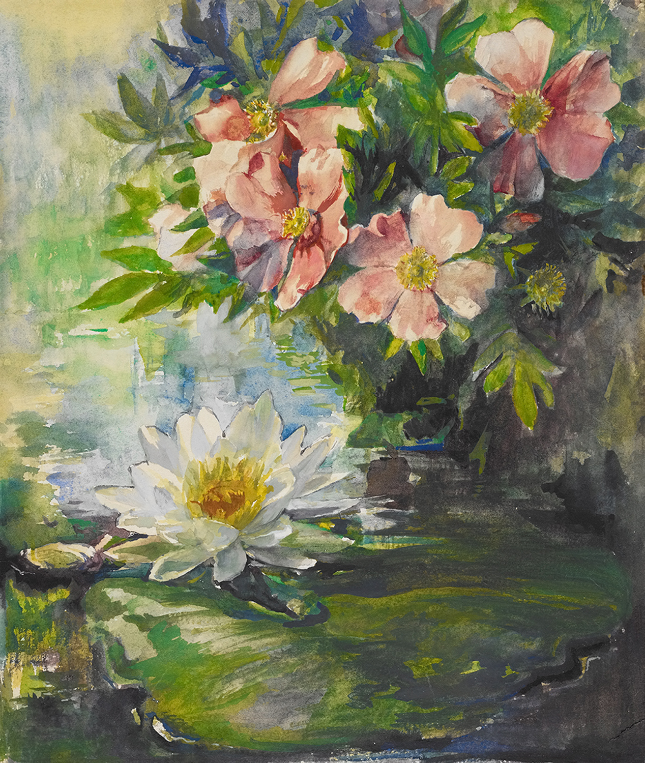 Wild Roses and Water Lily - Study of Sunlight, c. 1883