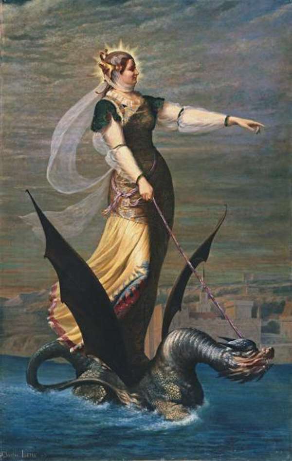 La Tarrasque is a 19th century mythological painting by the French artist Charles Lepec.