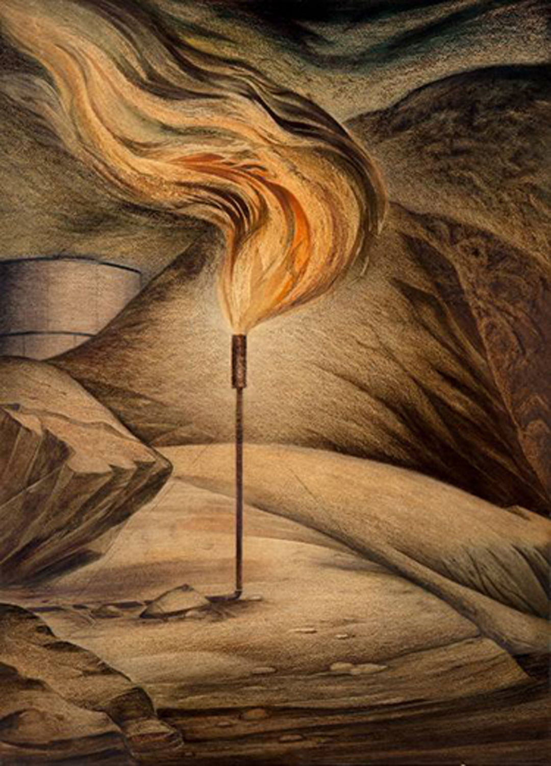 Gas Flares, Elk Basin, Wyoming, 1945