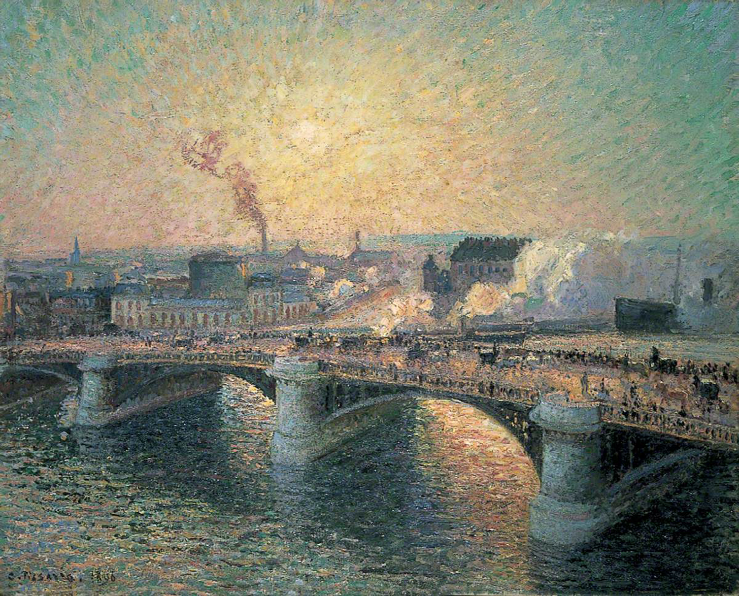 Le Pont Boieldieu a Rouen, Soleil Couchant (Boieldieu Bridge, Rouen, Sunset), 1896