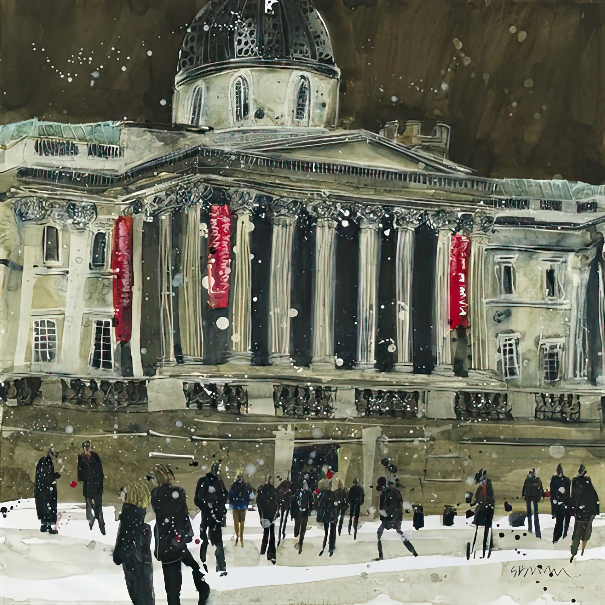 From Trafalgar Square, Facade the National
 Gallery, London