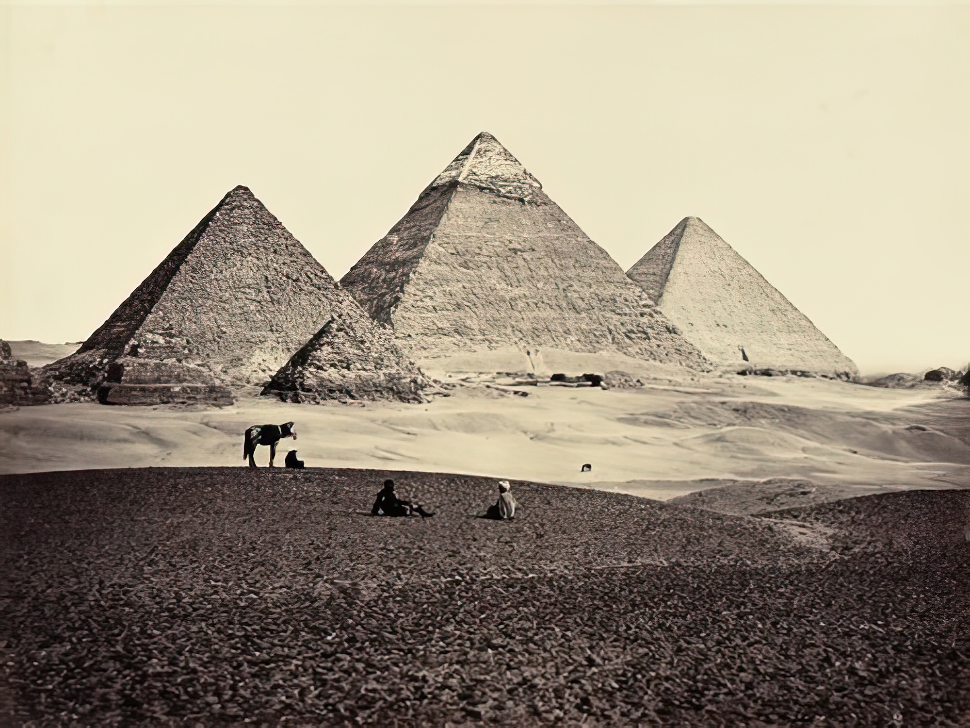 The Pyramids of El-Geezeh, from the South-West, 1858