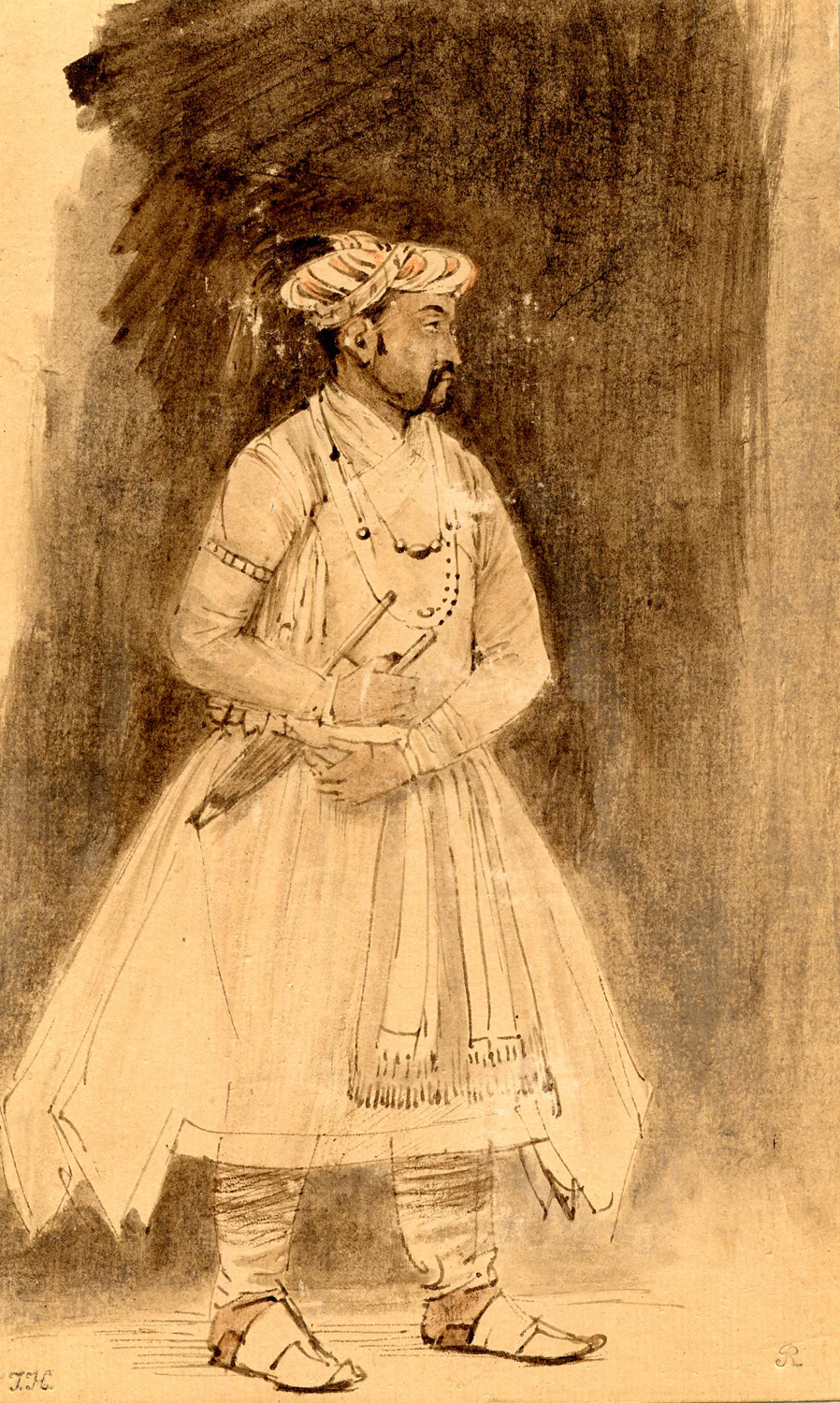 A Mughal Nobleman standing (Prince Daniyal), c. 1656-61