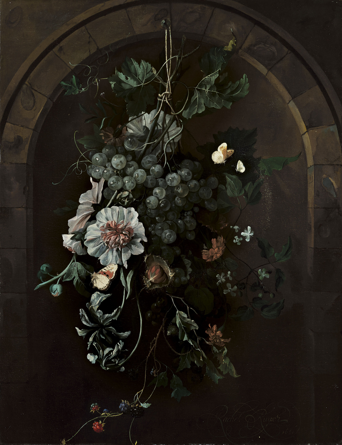 A Swag of Fruit and Flowers Suspended before a Stone Arch, 1681