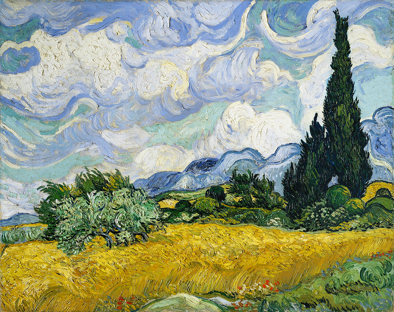 Wheat Field with Cypresses, 1889