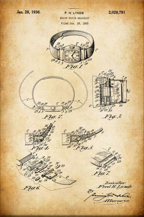 WristwatchPatentPoster19361 Just Wall Decor