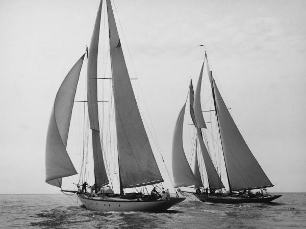 Sailboats Race During Yacht Club Cruise