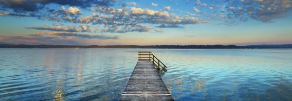 Boat Ramp and Filigree Clouds, Bavaria, Germany