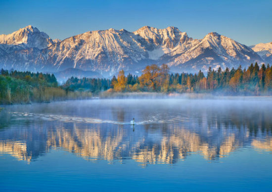 Allgaeu Alps and Hopfensee Lake, Bavaria, Germany
