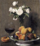 Still Life With Roses Fruits and a Glass of Wine 1 Just Wall Decor Still Life With Roses Fruits and a Glass of Wine