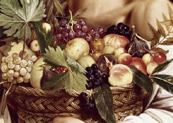 Boy with Basket of Fruit (detail)