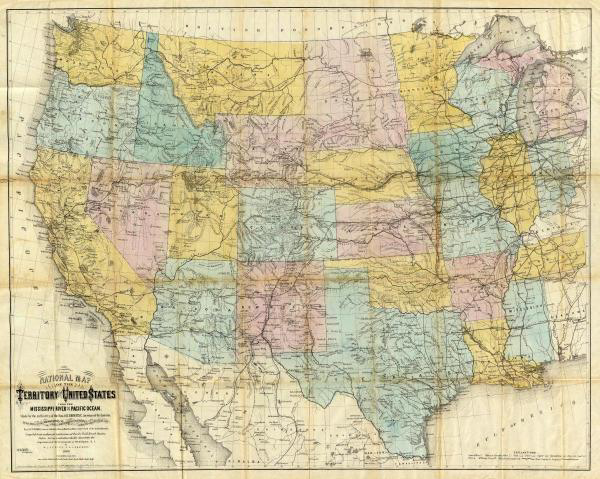 National Map of The Territory of The United States, 1868