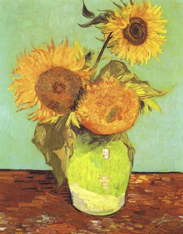 Vase with Three Sunflowers