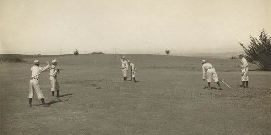Six Boys With a Ball and Three Bat, Playing Three Old Cats