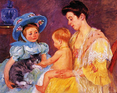 Children Playing with a Cat 1  Just Wall Decor Children Playing with a Cat