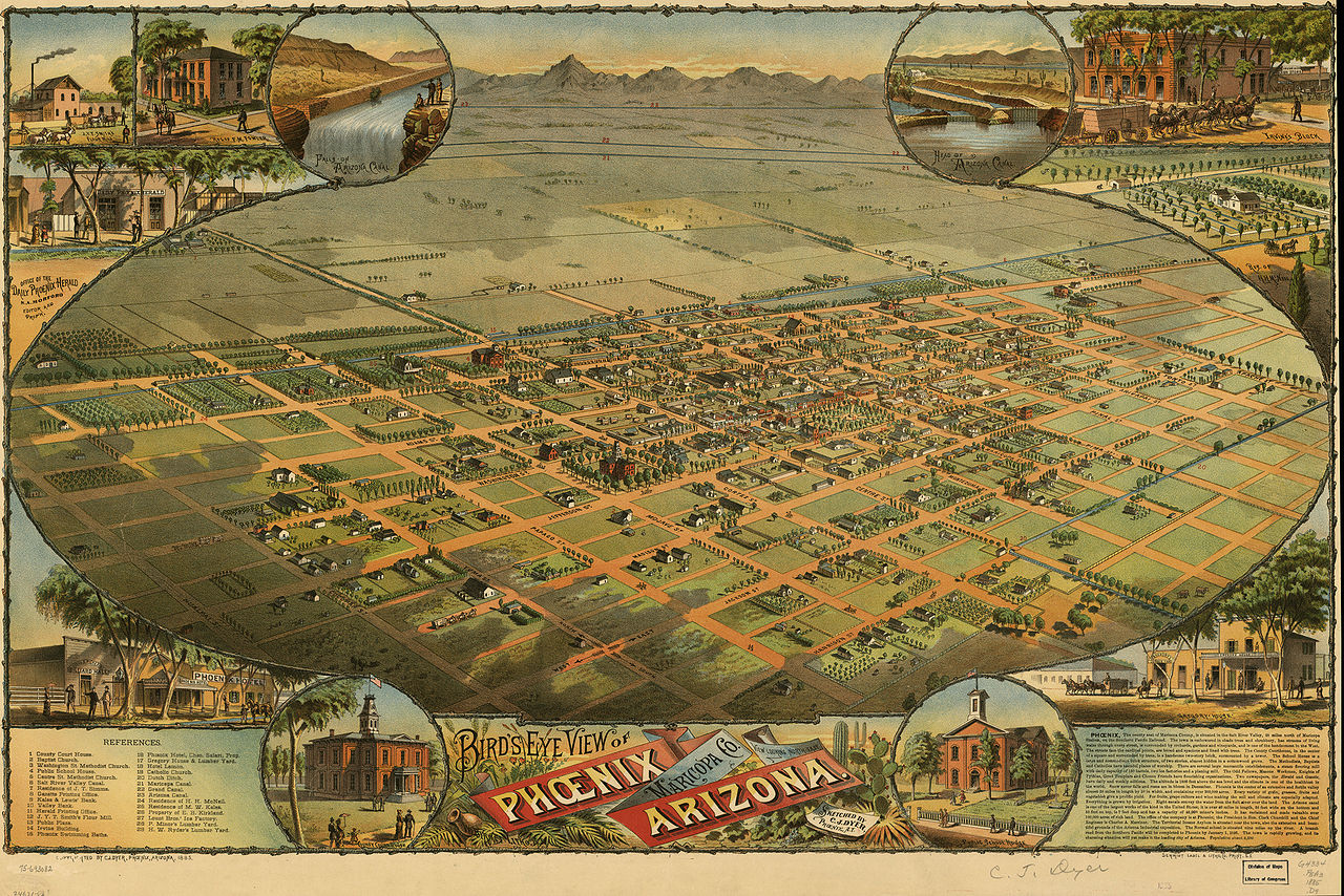 Bird's Eye View of Phoenix, Arizona, 1885