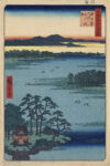 Birds Eye View of Inokashira Pond with Bridge Leading To a Small Island and the Benten Shrine