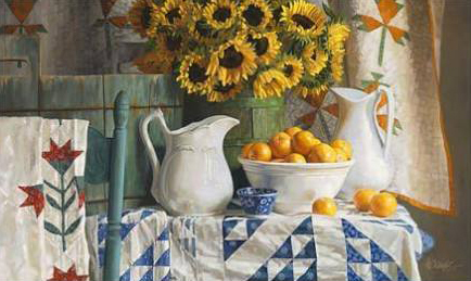 Calico with Sunflowers