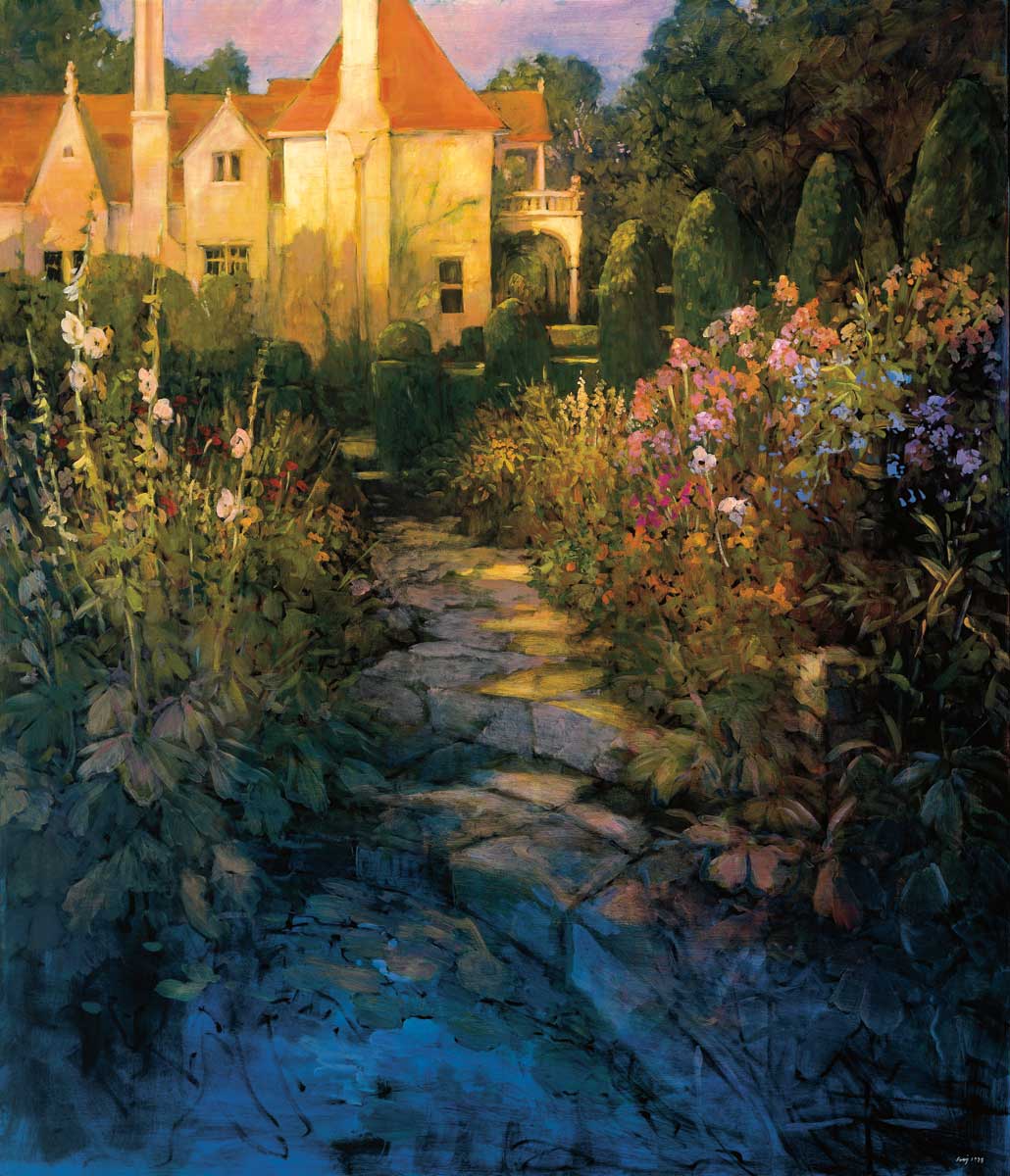 Garden Walk At Sunset