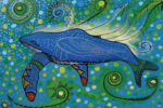Humpback Swimming with Yellow Bubbles 1  Just Wall Decor Humpback Swimming with Yellow Bubbles