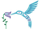 Blue Hummingbird and Flower