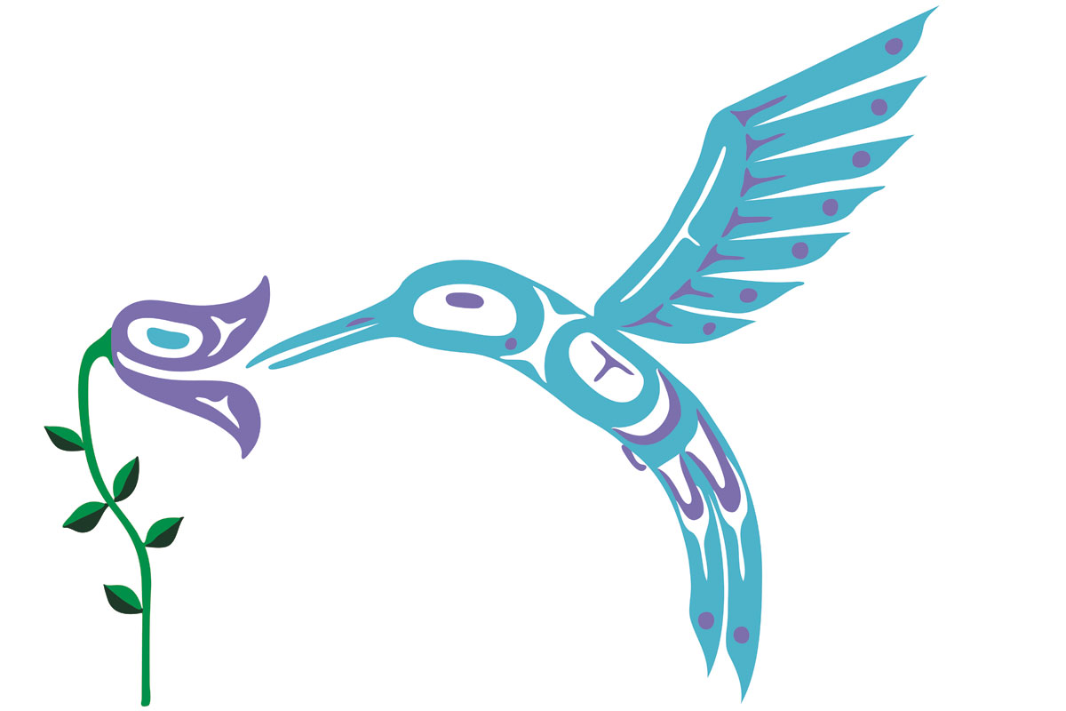 Blue Hummingbird and Flower