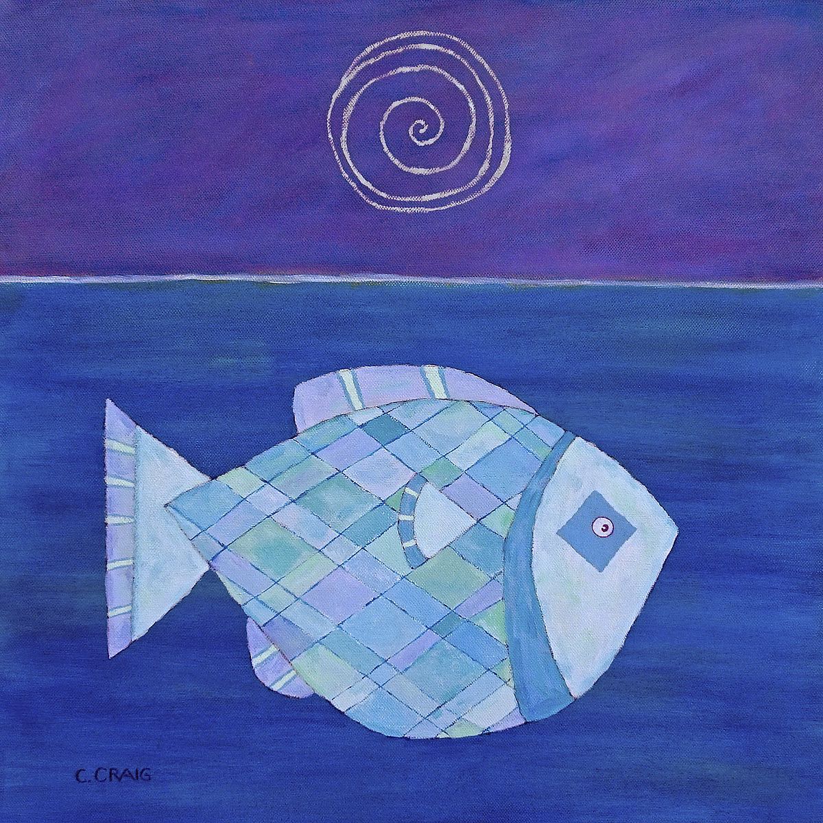 Fish with Spiral Moon