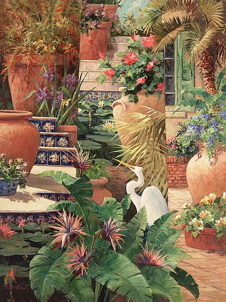 Floral Fractal with Egret