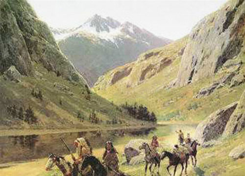 Indian Marauders in Party Fording Stream 1 Just Wall Decor Indian Marauders in Party Fording Stream